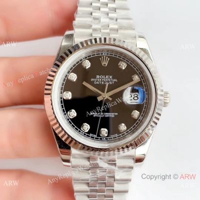 NEW Upgraded Rolex Datejust II Swiss 3235 V3 Replica Watch Black Dial w/ Diamond